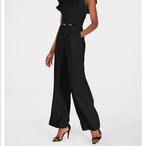 Calvin Klein Ruffle-Sleeve Belted Jumpsuit